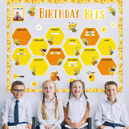 127Pcs Bee Birthday Bulletin Board Set Birthday Bee Hive Decorations Honeycomb Cutouts Birthday Classroom Bulletin Board Bee Bulletin Board Birthd...