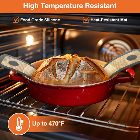 9Pcs Silicone Bread Sling Set for Dutch Oven with Dough Whisk & Bread Lame, Non-Stick & Easy Clean & Reusable, Extra Thick Silicone Baking Mat wit...