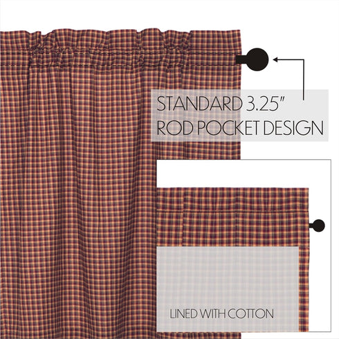 VHC Brands Patriotic Patch Plaid Valance 16x72 Country Curtain, Deep Red...