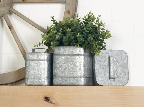 Deco 79 Metal Decorative Canisters Decorative Containers, Set of 2 Decorative Keepsake Boxes 8", 7"H, Silver...
