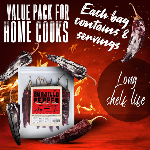 Fusion Select Guajillo Chiles Pepper - Natural and Premium - Mexican Recipes Like Mole, Tamales, Salsa, Sauce - Resealable Package (8 Oz)...