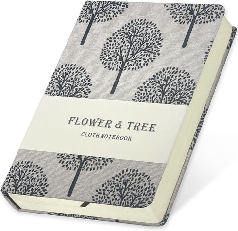 Linen Journal, Tree Printed Fabric Cloth Hardcover Notebook, B6, 264 Pages, 5x7 Small Ruled Notebook & Blank Sketchbook, Similar Embroidered Journ...