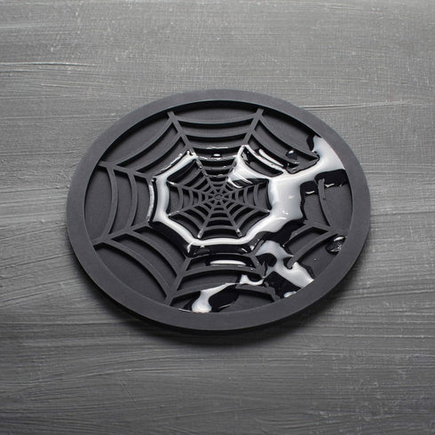 Silicone Coasters For Drinks - 6 Pack Unique Design Spider Drink Coasters, 4" Black Coaster Set by COASTERFIELD...