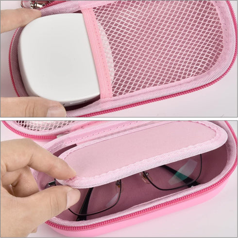 Portable 2 in 1 Contact Lens Case and Glasses Case, Traveling Contact Cases Bag Box Holder with Soak Storage Kit Included Built-in Mirror, Tweezer...
