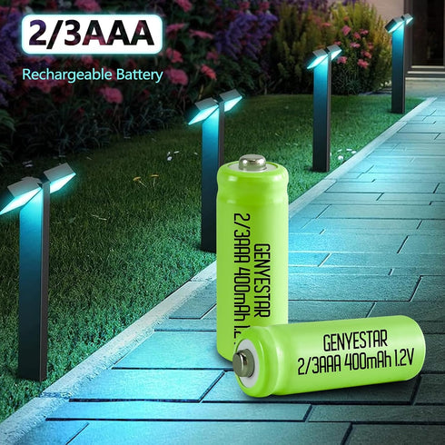 Ni-MH Rechargeable 2/3AAA 1.2v 400mAh Batteries, Rechargeable 2/3 AAA Battery with Button Top for Mason Jar Light (Not Standard AAA Batteries), 12...