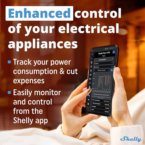 Shelly Plus 1PM UL | WiFi & Bluetooth Smart Relay Switch with Power Metering Function | Home Automation | Compatible with Alexa & Google Home | iO...