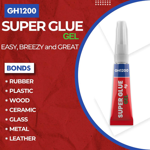 4Gx 5 Value Pack Super Glue Gel All Purpose with Anti Clog Cap. Ca Glue - Strong Adhesive Superglue, Cyanoacrylate Glue for DIY Crafts and Many Mo...
