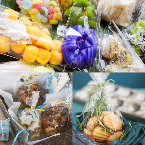 Augshy 300 Pcs 6x8" Treat Cello Bags for Lollipop with 300 Twist Ties, 1.4 Mils Thickness OPP Plastic Bags for Candy, Chocolate, Cookie Wrapping...