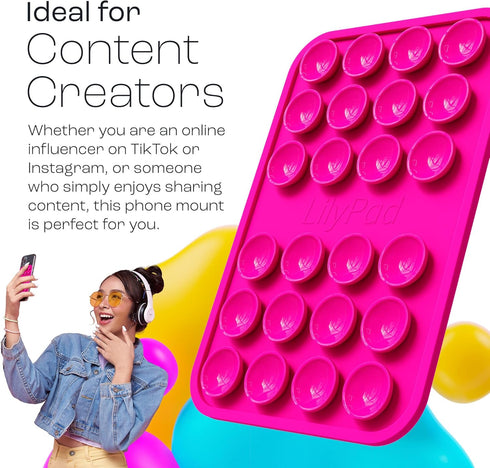 Lilypad || Suction Cup Phone Case Mount | Silicone Adhesive Phone Accessory | iPhone and Android | Hands-Free Fidget Items, Mirror Shower Phone Ho...