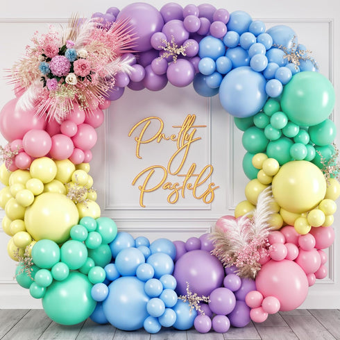 100 Pastel Balloons for Parties – 10 Inch Latex for Easter Party Decorations or Rainbow Supplies - Blue, Purple, Yellow, Green and Pink Balloons f...