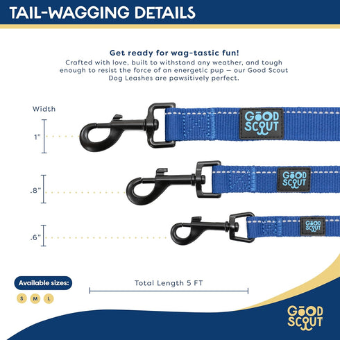 Good Scout Heavy Duty Bungee Leash, Walking & Training Leash for Puppies & Adult Dogs, Blue, Medium...