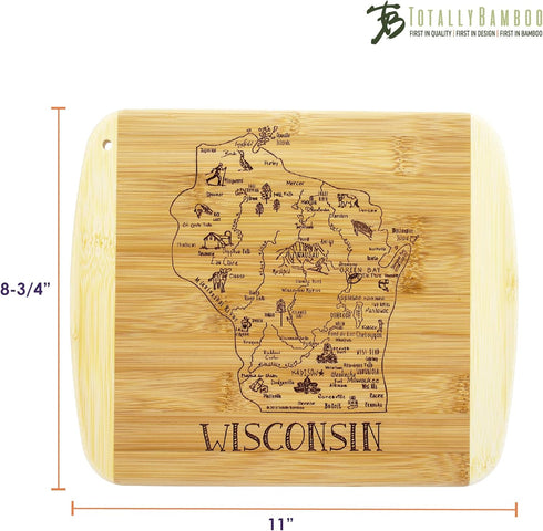 Totally Bamboo A Slice of Life Wisconsin State Serving and Cutting Board, 11" x 8.75"...