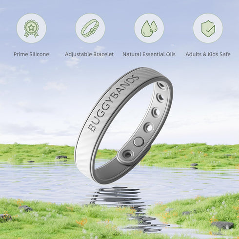 Mosquito Repellent Bracelets, 2 Pack Silicone Mosquito Repellent Bands with DEET Free, Natural & Waterproof Bug Wristbands for Kids and Adults, Ou...