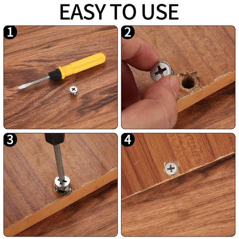 Cam Lock Nuts and Cam Screws, 110 Pcs Cam Locks for Furniture Connecting Cam Lock Fittings, 3 in 1 Cam Connector Bolt Fittings Fasteners Hardware ...