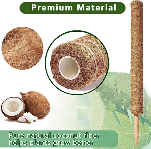 Moss Pole -2 Pack 17 Inch Monstera Plant Support for Climbing Plants Accessories Indoor -Stackable Moss Poles Plant Support Stakes -Coir Plant Pol...