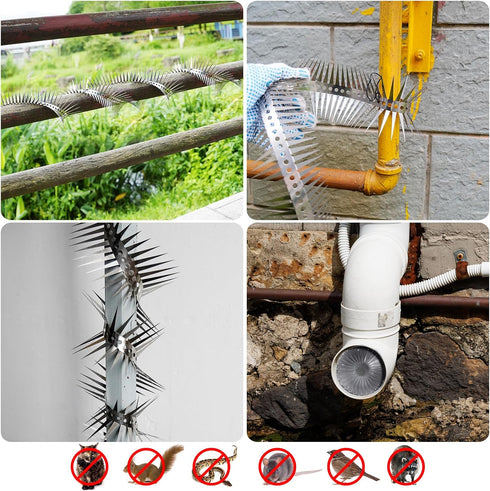 Bird Spikes Stainless Steel Fence Spikes for Pigeons Raccoon Snakes Deterrent Spikes Defender for Outside (20in)...
