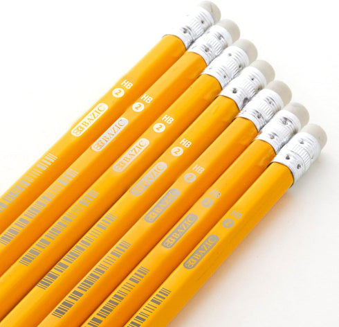 BAZIC Pencil #2 HB Pencils, Latex Free Eraser, Premium Wood Yellow Unsharpened Pencils for Exam School Office Sketching (12/Pack), 2-Packs...