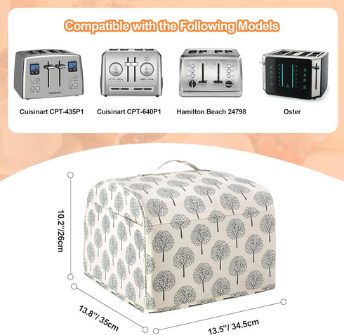 YARWO 4 Slice Toaster Dust Cover Compatible for Cuisinart CPT-435P1/CPT-640P1, Hamilton Beach, Oster, Wipeable Cotton Bread Machine Cover Fits for...