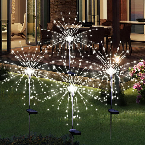 Solar Garden Firework Lights Outdoor Waterproof, 2 Pack Solar Powered Art Stake Twinkle Lighting for Outside Decor, 120 LED Sparklers String Light...