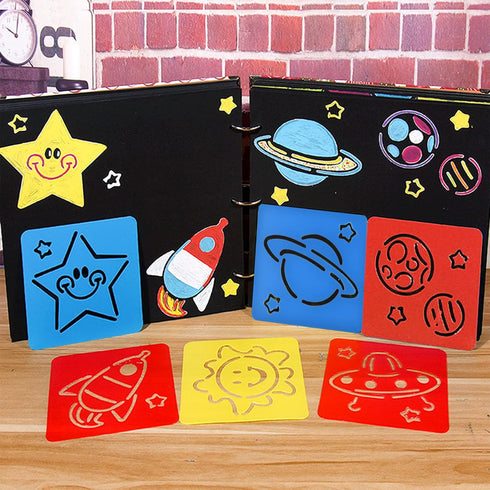24 Pieces Painting Stencil Templates for Kids 6 Inches Drawing Stencils Chalk Stencils Plastic Drawing Washable Template Stencils for Children Tod...