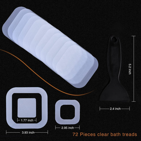 Non-Slip Bathtub Stickers, 72 PCS Safety Bathroom Tubs Showers Treads Adhesive Decals Scraper (Clear)...