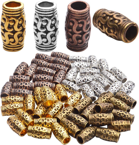 BronaGrand 60pcs Column Spacer Beads Large Hole Beads Charms Hollow Tube Bead for DIY Necklace Bracelets...