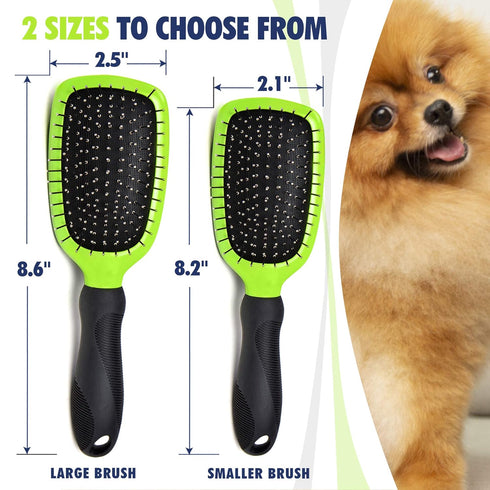 Dog & Cat Brush & Comb Pet Grooming Set - Double Side (Large) - Ultimate Deshedding Tool - Lice and Flea Removing - Perfect Groomer's Tools - Stro...