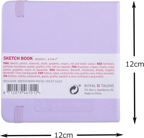Tarens T9314-134M Art & Creation Sketchbook, Drawing Notebook, 4.7 x 4.7 inches (12 x 12 cm), Pastel Violet, Thickness: 4.9 oz/sq ft (140 g/m²), F...