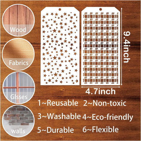 12 Pieces Stencils for Crafts Reusable Honeycomb Polka Dot Stencils Geometry Pattern Mixed Media Stencils for Painting on Wood Paper DIY Cookie Ca...