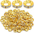 BronaGrand 100pcs 10 mm Golden Plated Rhinestone Spacer Beads Large Hole European Rondelle Beads Round Shiny Crystal Loose Beads for DIY Bracelet ...