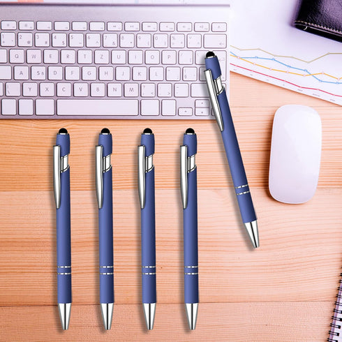 12 Pcs Blue Ink Ballpoint Pen with Stylus Tip, 1.0 mm Metal Pen Stylus Pen for Touch Screens, 2 in 1 Thank You Pen Gift for Friends, Colleagues, C...