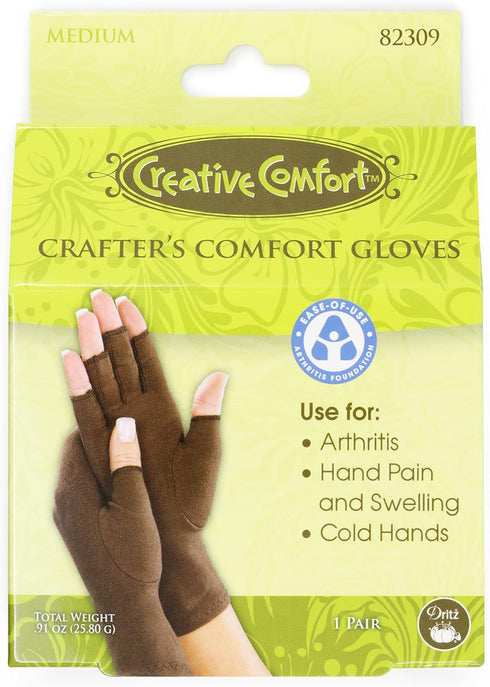 Dritz Comfort, 1 Pair, Size Crafters Glove, Medium (2 Count), Brown...