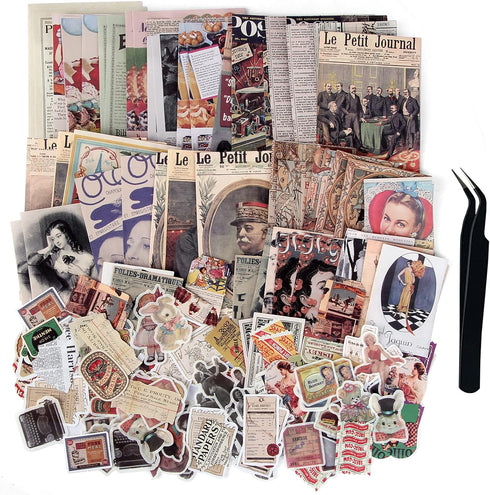 TIYPKE 200pcs Cute Stickers for Journaling - Vintage Scrapbook Paper Aesthetic People Washi Stickers for Bullet Supplies Kit Junk Journal Planners...