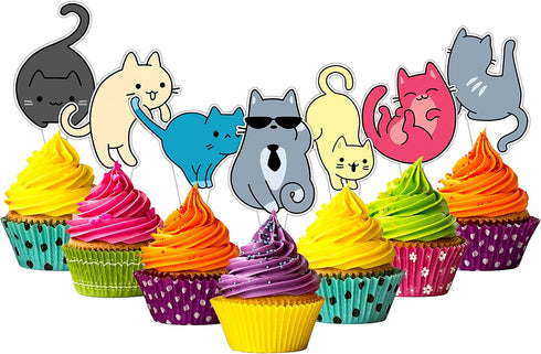 24-pack Food-safe and Child-safe Cake Toppers by Citadel Black - No Assembly Required, 100% Food-safe and Recyclable, Cupcake and Cake Toppers for...