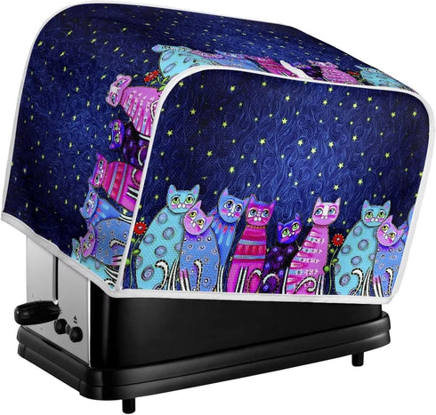 Colorful Cats Pattern Toaster Cover 2 Slice Small Appliance Covers Organizer Toaster Bag Bread Maker Cover Washable Toaster Oven Cover, S...