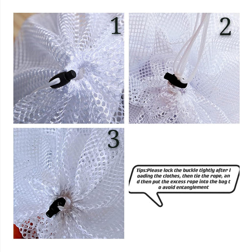 Small Commercial Mesh Laundry Bag with Handle and Drawstring for Dormitory, Travelling, College,Apartment, Camping, RV, Machine Washable, Hanging ...