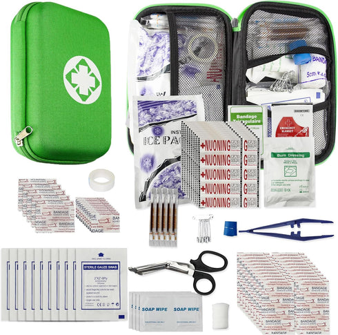 Car-Home Survival First-Aid Kit Emergency-Kit - Green 273Piece Equipment Travel Supplies First Aid Set Home Essentials Camping Hiking YIDERBO...