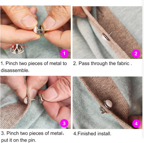 6 Pcs Mini No Sew Pearl Buttons Anti Exposure Fixed Brooches Cover up Buttons Detachable Reusable Multi-purpose for Clothes(White,10mm)...