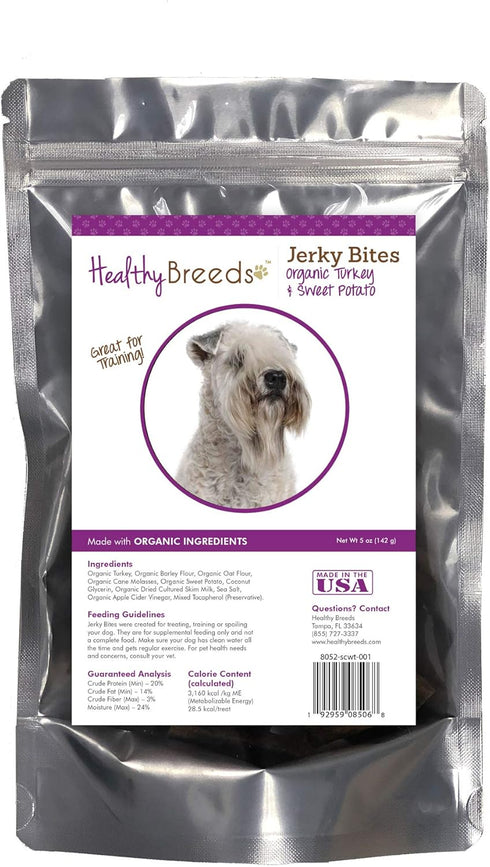 Healthy Breeds Soft Coated Wheaten Terrier Jerky Bites Turkey & Sweet Potato Recipe Dog Treats - Organic Turkey is The First Ingredient - Spoil Yo...