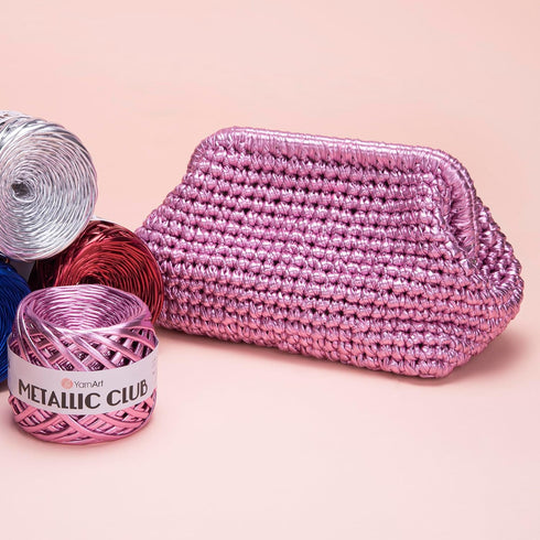 YarnArt Metallic Club Yarn Super Bulky T-Shirt Yarn 100% Polyester Yarn 6.35 oz / 180 gr, 60 yrds / 55 Meters, Shiny Colors, Handbag Yarn, Rug, Ch...
