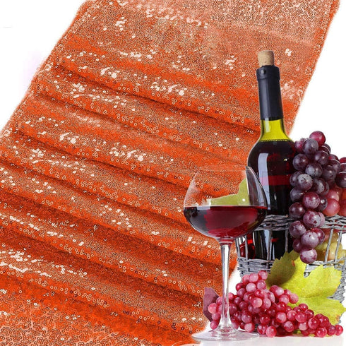 yuboo Burnt Orange Table Runners 12''x 108'', 2 Pack Glitter Sequin Table Cloth for Fall Table Decor, Birthday, Wedding, Bridal Baby Shower Hallow...