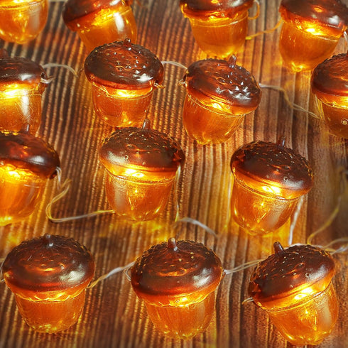 Fall Decor 3D Acorn String Lights 10ft 30 LEDs Battery Operated with Remote Timer Dim Brown Fairy Lights Indoor for Autum Harvest Home Party Tree ...