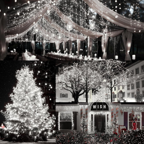132ft 400 LED Fairy Lights Plug in Silver Wire Outdoor String Lights Waterproof Firefly Starry Lights with Remote Timer Twinkle Lights for Wedding...