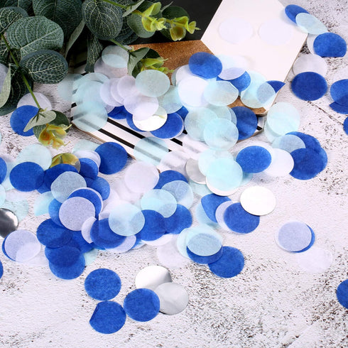 TecUnite Round Tissue Paper Table Confetti Dots for Wedding Birthday Party Decoration, 1.76 oz(White Blue Confetti,2.5 cm)...
