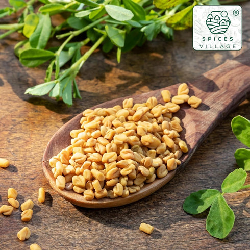 SPICES VILLAGE Fenugreek Seeds, 8 oz, Fenugreek Seeds for Hair Growth, All Natural Dried Indian Methi Seed for Cooking - Kosher Certified, Gluten ...