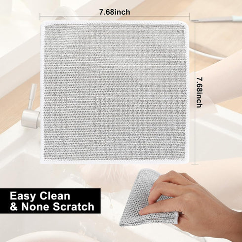 Double Layer Multifunctional Non Scratch Wire Dishcloth Wet and Dry Dishwashing Rag Scrub Scratch Sponges Kitchen Dish TowelsTableware Scrubber Ho...