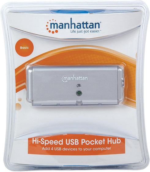 Manhattan 4-Port Hi-Speed USB Pocket Hub - Silver (160599)...