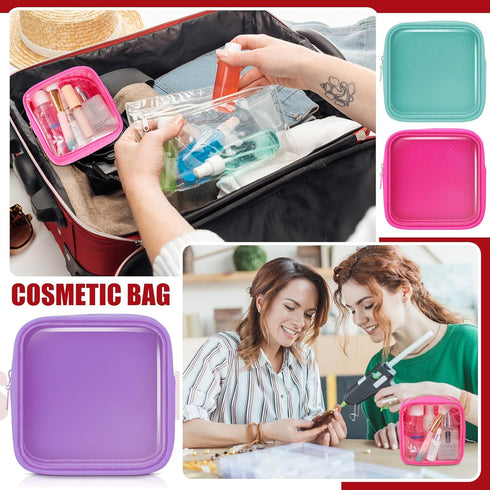 Hushee 4 Pcs Clear Nylon Makeup Bag for Women Christmas Gifts Preppy Cosmetic Bag PVC Travel Toiletry Bag Zipper Pouch Waterproof Storage Organize...