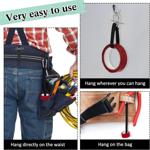 3 Pieces Tape Thong for Tool Belts Electrical Tape Holder Strap Polyester Electrical Tape Chain Strap Electrical Contractor Tool Belt for Pouch Ba...