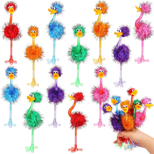 12 PCS Flamingo Pens, Cute Fluffy Bird Pens, Funny Pens for Birthday, Stocking Stuffers, Kids School Supplies, Classroom Prizes...